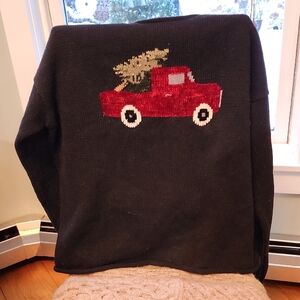 Holiday sweater Truck With Xmas Tree Size Med. Used Just A Bit